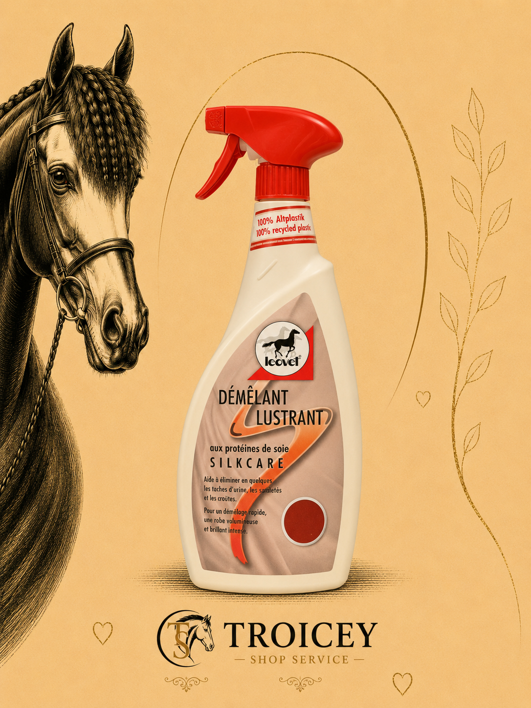 Spray démêlant lustrant pour cheval LEOVET Silkare